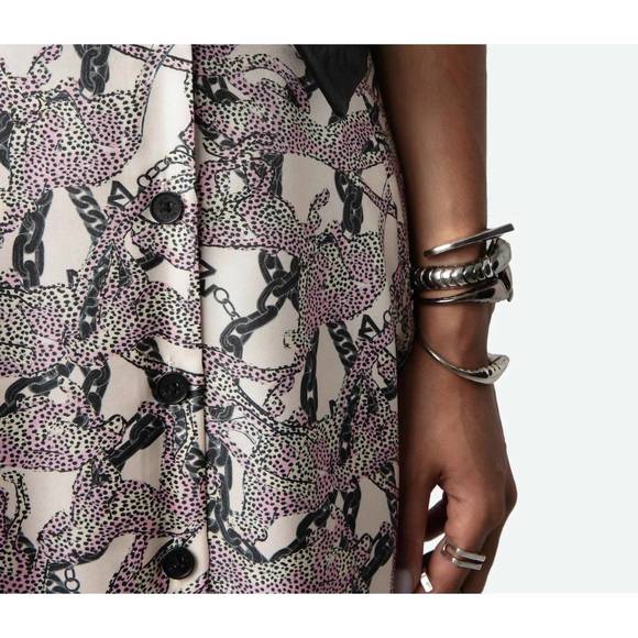 NEW ZADIG & VOLTAIRE june twill wild chaines skirt in ecru - Picture 4 of 4